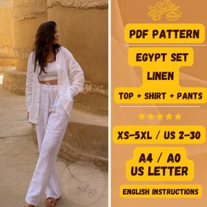 Set Linen Sewing Pattern, Linen Pants, Linen Shirt and Cotton Top, Bali Set, Egypt Set, Three Piece Set, PDF Sewing Pattern, XS-5XL