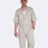 Men’s Linen Tunic Shirt & Pants Set – Heavyweight Medieval-Inspired Outfit – Organic Beige Linen Clothing Ensemble