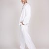 Natural Linen Set for Men – Double Breast Shirt & Wide Leg Pants – Relaxed Fit Two Piece Outfit – Casual Linen Suit