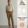 Men’s Linen Two Piece Set Shirt & Pants, Natural Linen Clothing, Handmade with French Seams