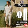 Linen Two Piece Set SHIRT & PANTS, Mens Linen Set, White Linen Shirt And Pants